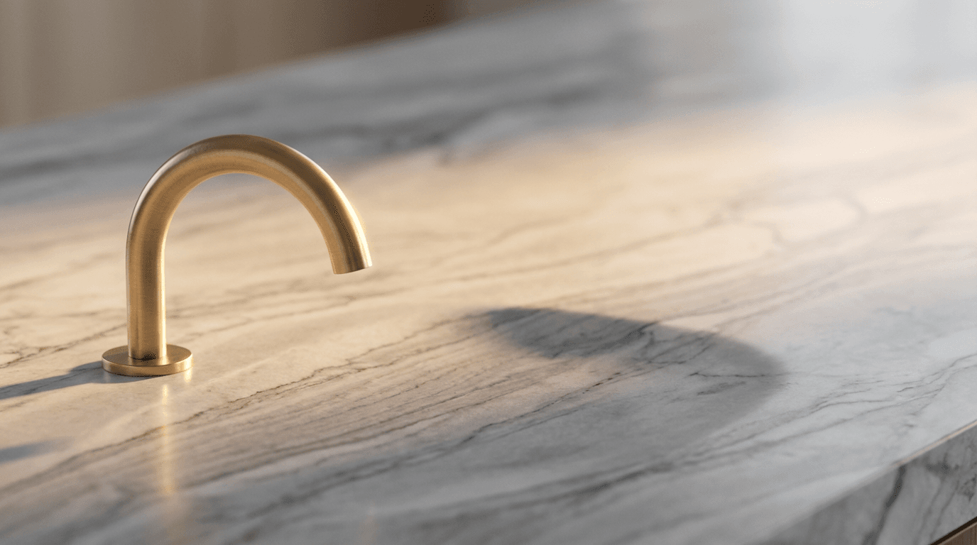 Gold foil detail on dark marble